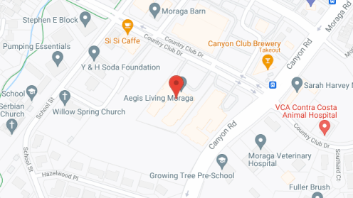 Map of the neighborhood around Aegis of Moraga