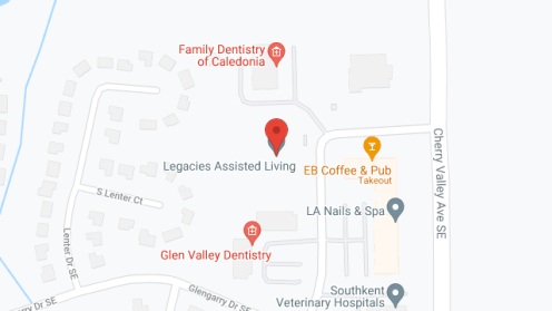 Map of the neighborhood around Legacies Assisted Living