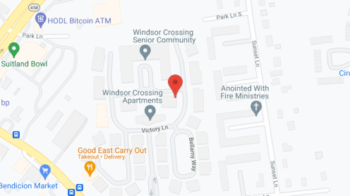 Map of the neighborhood around Windsor Crossing Senior Community