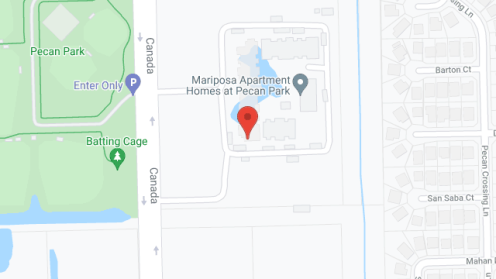 Map of the neighborhood around Mariposa at Pecan Park