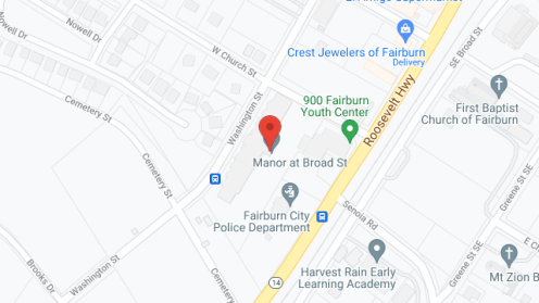 Map of the neighborhood around Manor at Broad Street
