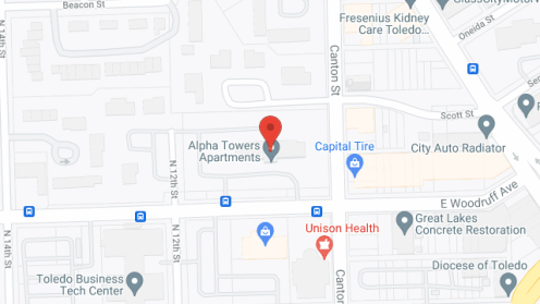 Map of the neighborhood around Alpha Towers
