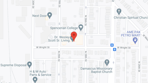 Map of the neighborhood around Dr. Wesley Scott Senior Living