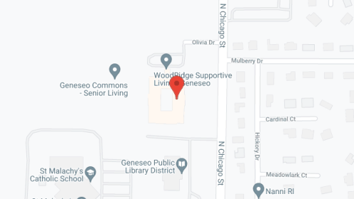 Map of the neighborhood around Woodridge Supportive Living