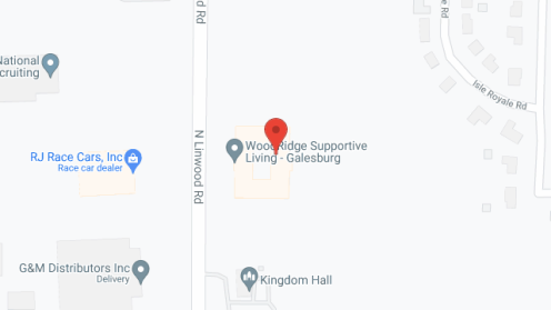 Map of the neighborhood around Woodridge Supportive Living