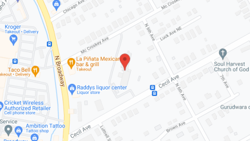 Map of the neighborhood around Broadway Towers