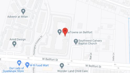 Map of the neighborhood around HomeTowne on Bellfort