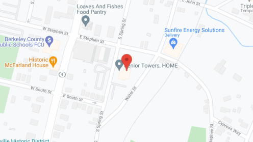 Map of the neighborhood around Senior Tower Apartments