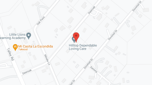Map of the neighborhood around Hilltop Dependable Loving Care