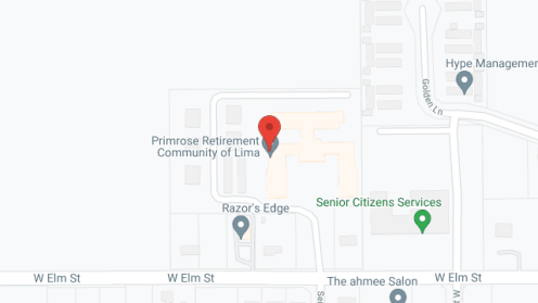 Map of the neighborhood around Primrose Retirement Community