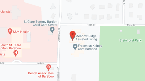 Map of the neighborhood around Meadow Ridge Assisted Living