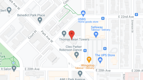 Map of the neighborhood around Denver Housing Auth Bean Twrs