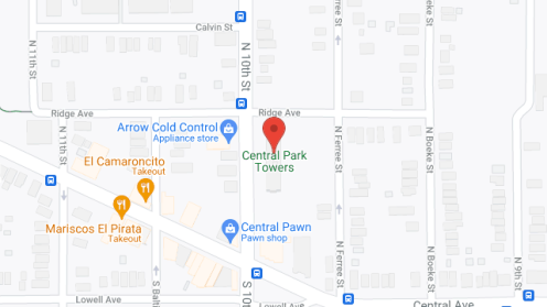 Map of the neighborhood around Central Park Towers Apartments