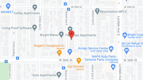 Map of the neighborhood around Tree Tops at Calhoun