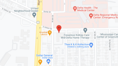 Map of the neighborhood around Mississippi Care Center