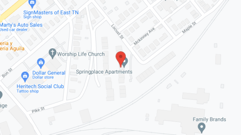 Map of the neighborhood around Springplace Apartments