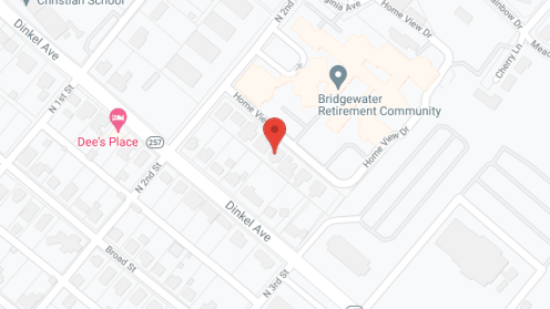 Map of the neighborhood around Bridgewater Retirement Cmnty