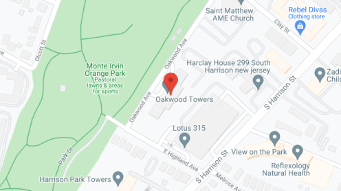 Map of the neighborhood around Oakwood Towers