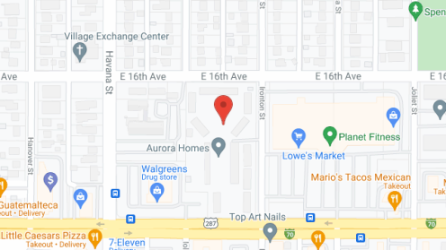 Map of the neighborhood around Aurora Homes