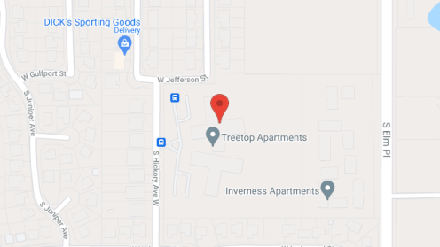 Map of the neighborhood around Treetop Apartments