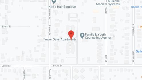 Map of the neighborhood around Tower Oaks Apartments