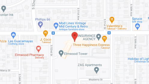 Map of the neighborhood around Elmwood Tower