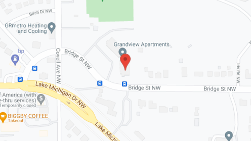 Map of the neighborhood around Grandview Apartments