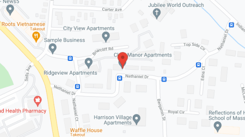 Map of the neighborhood around Harrison Village Apartments