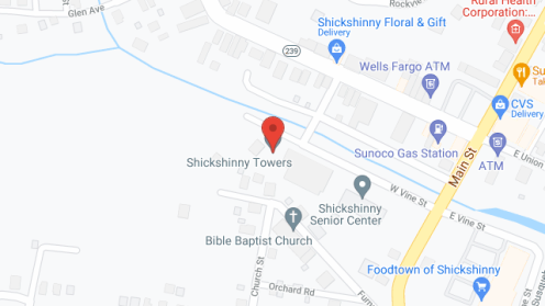 Map of the neighborhood around Shickshinny Towers