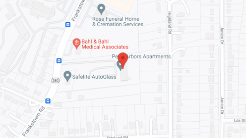 Map of the neighborhood around Penn Arbors Apartments