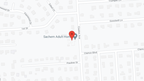 Map of the neighborhood around Sachem Adult Home