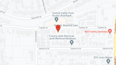 Map of the neighborhood around Woods' Board and Care