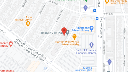 Map of the neighborhood around Baldwin Villa Plaza