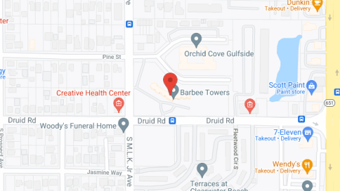 Map of the neighborhood around Barrbee Towers