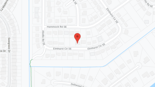 Map of the neighborhood around The Elms
