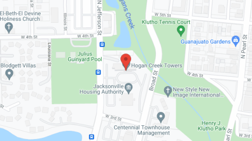 Map of the neighborhood around Hogans Creek Tower