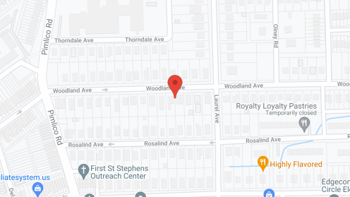 Map of the neighborhood around PJ's House of Care