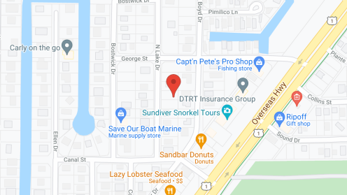 Map of the neighborhood around Key Largo Beach