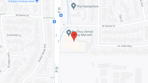 Map of the neighborhood around Pacifica Senior Living Merced