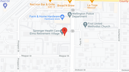 Map of the neighborhood around Elms Retirement Village