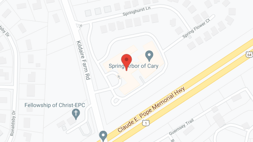 Map of the neighborhood around Spring Arbor of Cary