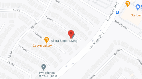Map of the neighborhood around Allora Senior Living