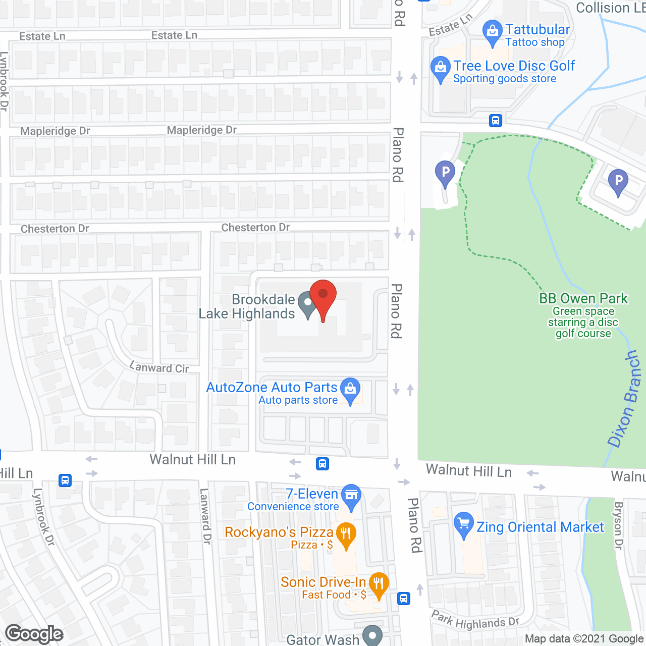 Brookdale Lake Highlands in google map