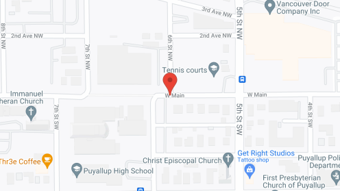 Map of the neighborhood around Bradley Park in Puyallup