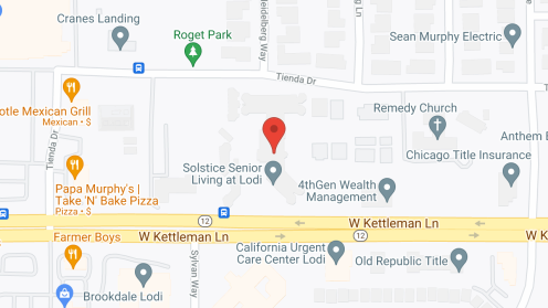 Map of the neighborhood around Solstice Senior Living at Lodi