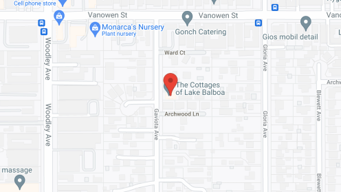 Map of the neighborhood around The Cottages of Lake Balboa 1