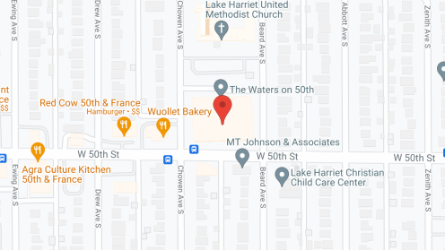 Map of the neighborhood around The Waters on 50th