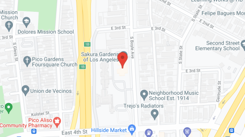 Map of the neighborhood around Sakura Gardens of Los Angeles