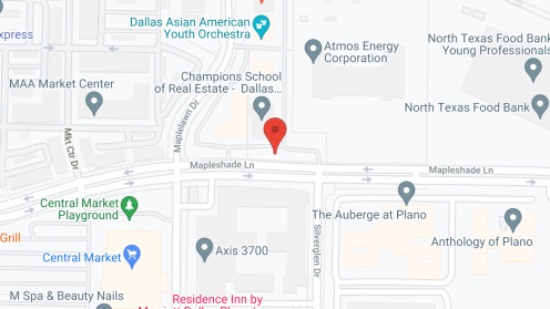 Map of the neighborhood around Village on the Park Plano