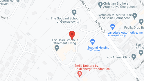 Map of the neighborhood around The Oaks